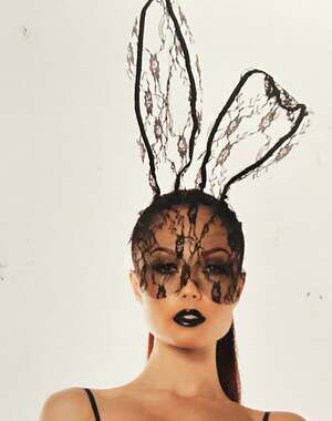 Womens Lace Bunny Mask Costume-SIZE OS